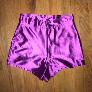 Purple disco shorts